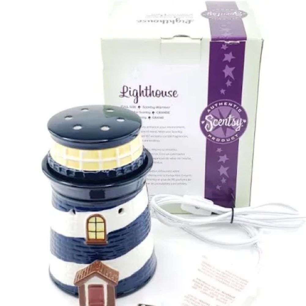 Scentsy Nautical Lighthouse Warmer in Blue and White